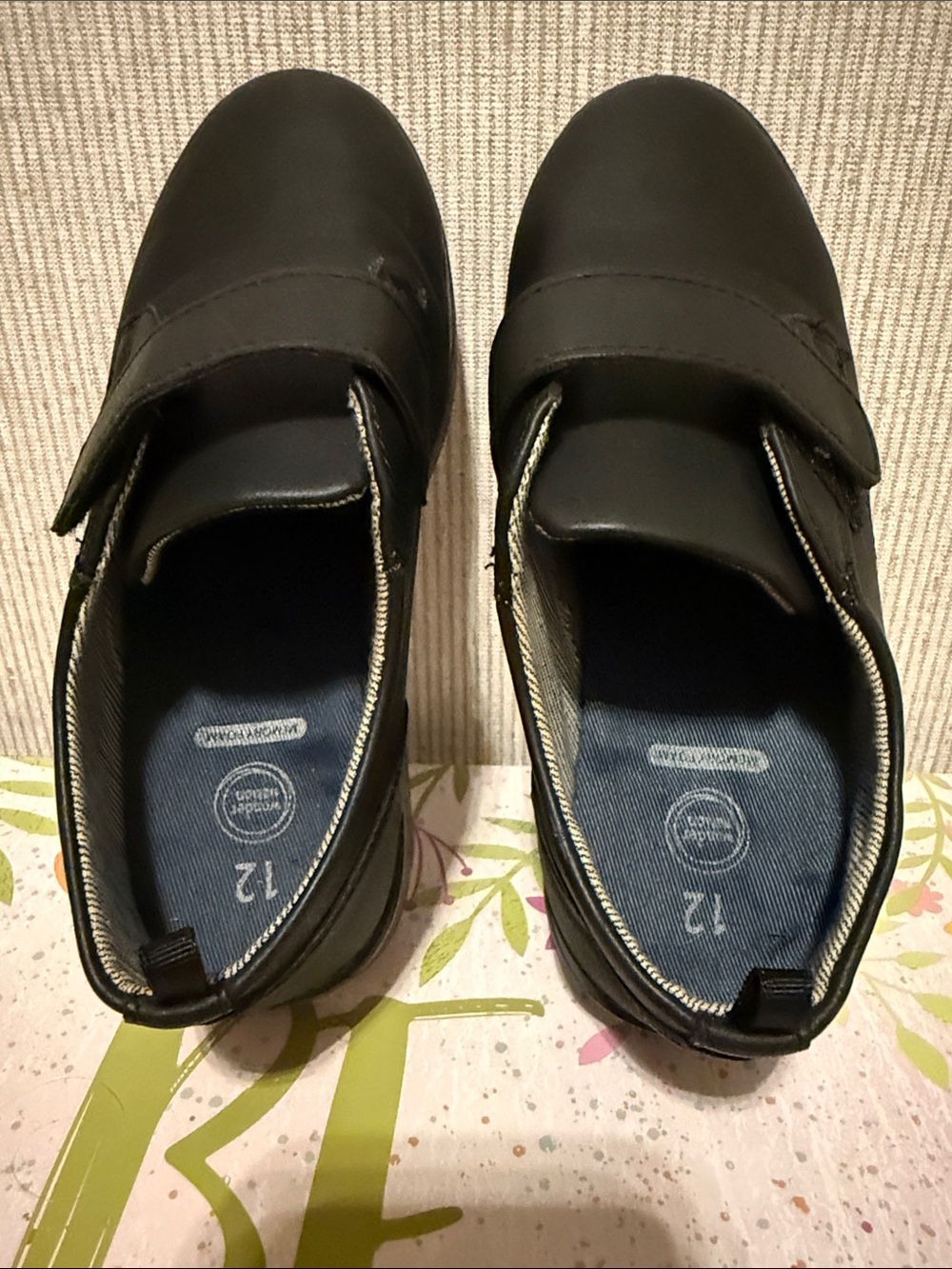 Kids Black Velcro Slip-On shoes